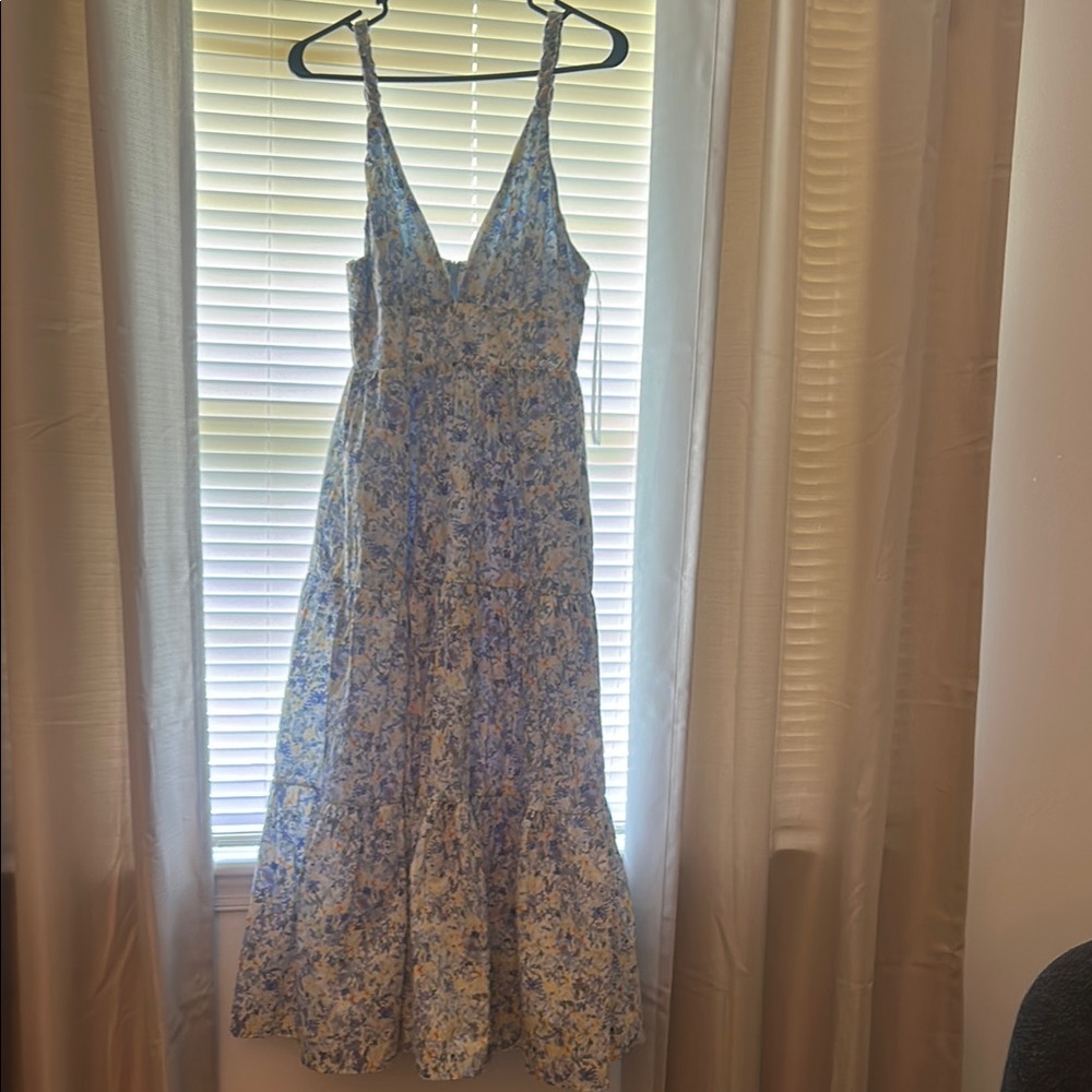 Lulu's Blue Sleeveless V-Neck Maxi Dress